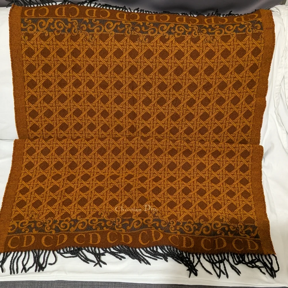 Dior Shawl/Scarf in Rich Brown and Black